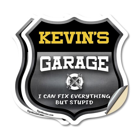 Signmission Kevin's Garage I Can Fix Everything But Stupid, 4 inch X 4 inch, Vinyl Decal, 2PK SHI-D-2PACK-4-490-KEVIN