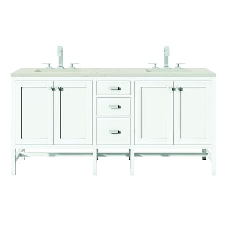James Martin Vanities Addison 72" Double Vanity, Glossy White, w/ 3 CM Siberian Silestone Top E444-V72-GW-3SFR
