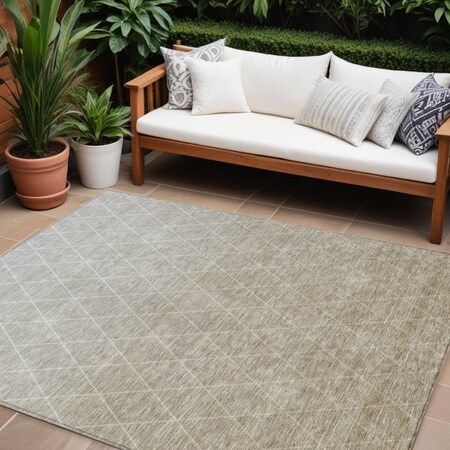 Homeroots 8' X 10' Taupe And Gray Geometric Washable Indoor Outdoor Area Rug 605816