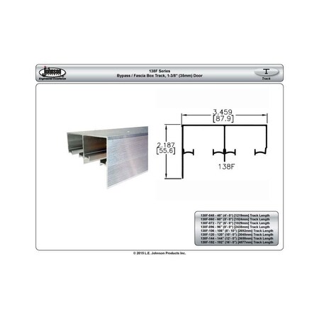 Le Johnson Track Bypass Door Fascia 72 in L F/ 1-3/8 in 138F-072