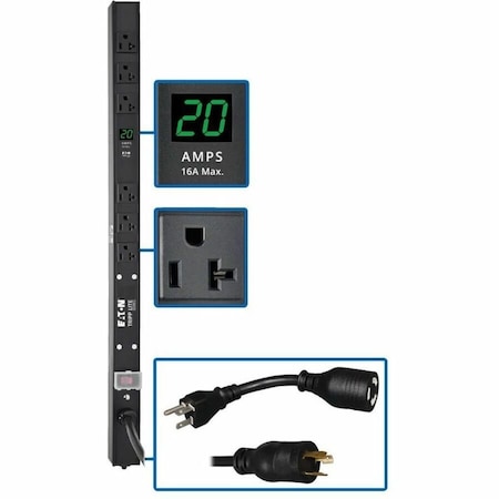 Eaton Tripp Lite Series 2kW Single-Phase Local Metered PDU, 100-127V Outlets 6 5-15/20R, PDUMV20-24