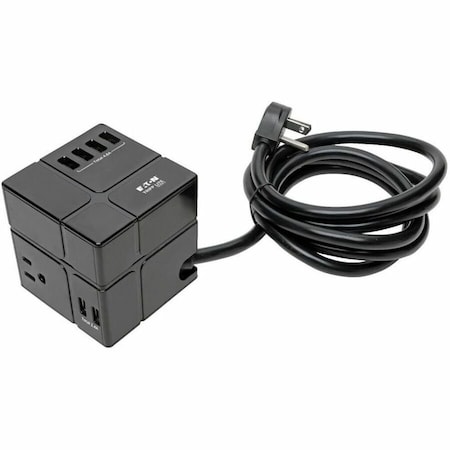 Tripp Lite OutletStrip, Black, 3-3/16in, 3Outlets TLP368CUBEUAM