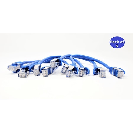 Micro Connectors 1 ft. CAT 7 SFTP Double Shielded RJ45 Snagless Ethernet Cable, Blue, 5PK E11-001BL-5