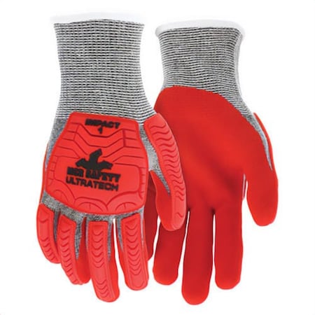 Mcr Safety Stitched Mechanics Gloves, L, Sandy Nitrile Foam Coating, Knit Wrist Cuff, Resists: Abrasion, Cut UT1954L