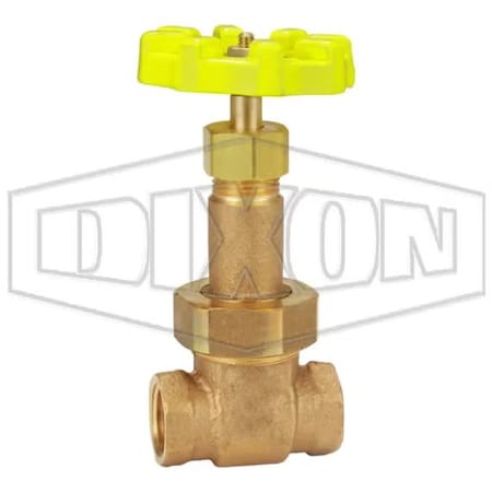 Dixon Gate Valve, 1/2 in, FNPT, Class 150, Bronze Body, Malleable Iron Hand wheel Actuator DBGV50