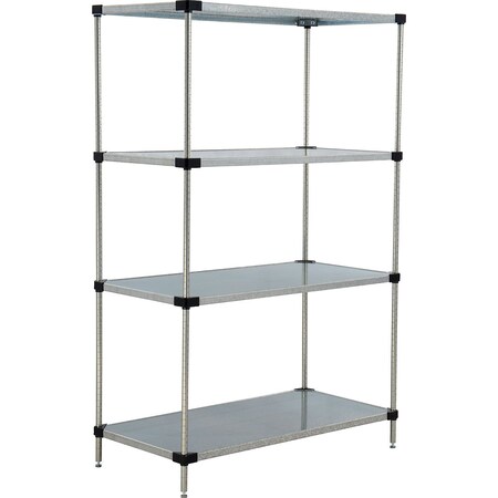 Global Industrial Nexel 4 Shelf, Galvanized Steel Solid Shelving Unit, Starter, 60"W x 24"D x 54"H 189906