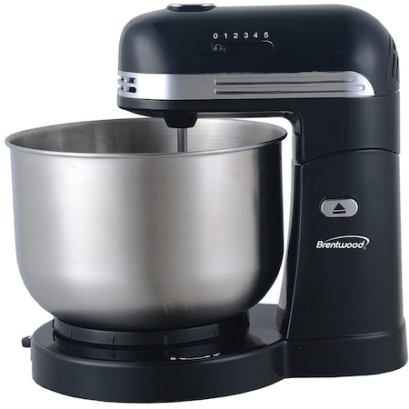 Brentwood Industries 5-Speed Stand Mixer with 3 Quart Stainless Steel Mixing Bow, Black, SM-1162BK