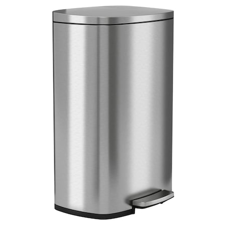 Hls Commercial 13 gal Rectangular Indoor Metal Can, Silver, Step Pedal, Stainless Steel, 17 in HLSS13RFR
