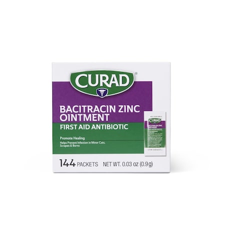 Medline CURAD Bacitracin Ointment with Zinc, 0.9 g Foil Packet, 144PK CUR001109Z