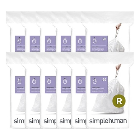 Simplehuman 3 gal Custom Fit Trash Bags, 0.98 mil, White CW0253MC
