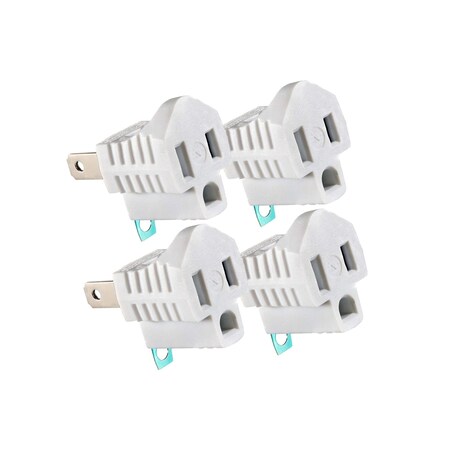 Maximm 2-Prong to 3-Prong Polarized Grounding Outlet Adapter, 4PK, White, 4PK U09-WH-4PK
