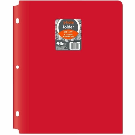 C-Line Products Two-Pocket Heavyweight Poly Portfolio Folder with Three-Hole Punch, Red, 25PK 33934