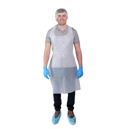 Vguard 1mil Polyethylene Apron, White, 10/100, 28x46, 1000PK B77N15