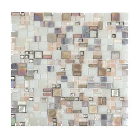 Apollo Tile White Beige 12.4 in x 12.6 in Glass Glossy Floor and Wall Mosaic Tile 10.85 sqft/case, 10PK APLARS8803A