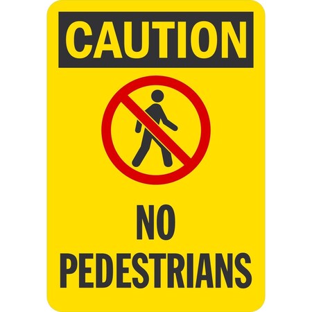 Lyle Caution (Sym) No Pedestrians, 7x10, Non-Reflective, Yellow G-17145-NA_7x10