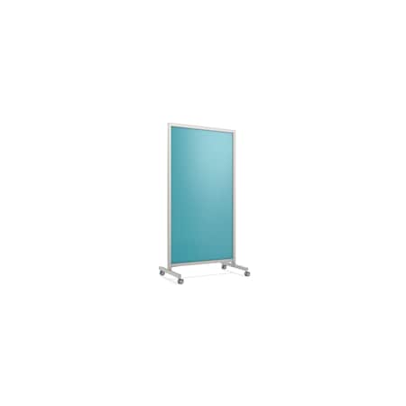 Ghent EZ Mobile Glassboard, Aluminum Frame, Non-Magnetic, 75''H x 38''W, Blue EZ1NA7538BE