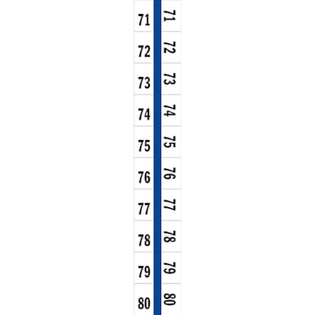 Tabbies 1/2" NUMERICAL EXHIBIT INDEX TABS, BLUE COLOR EDGE, '#71 - 80', 100 TABS/PACK, 5 PACKS/BOX, 5PK 58007