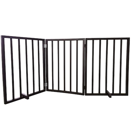Amerihome 54 inch Freestanding 3-Panel Folding Wood Pet Gate - Brown WFPGB3