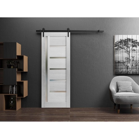 Sartodoors Sturdy Barn Door Grey 28x84 Solid Core Modern Interior QUADRO4088BD-B-OAK-2884