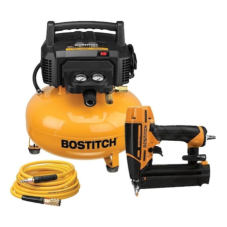 Bostitch BTFP1KIT18SP Air Compressor Kit, Electric, 6 gal Tank, 120 V, 150 psi Pressure BXCM1KIT18SP