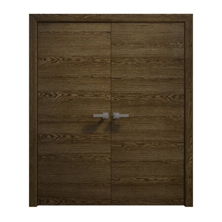 Sartodoors Interior Solid French Double Doors 36 x 80 inches, Ego 5000 Marble Oak, Wood Interior Solid Panel EGO5000DD-DMR-36