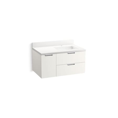 Kohler Maxstow 36 wall-hung bathroom vanity cabinet with sink and quartz top White 34655-0