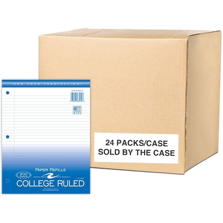 Roaring Spring Case of Loose Leaf Paper, 200 sht/pk, 8"x11", College Ruled Filler Paper w/Margin, 3-hole Punched 83910cs