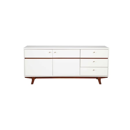 Homeroots 65in White Mahogany Solids And Veneer Cabinet Enclosed Storage TV Stand 404272