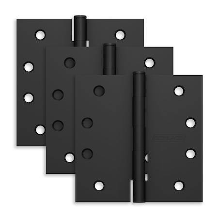 Schlage Residential Pack of 3 4in x 4in Square Corner Hinges Matte Black Finish, 3PK S3P1020FRP622