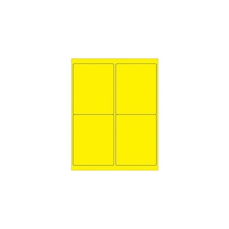 Bubblefast 4 x 5'' Fluorescent Yellow Rectangle Laser Labels-4 Labels per Sheet BFLL181YE