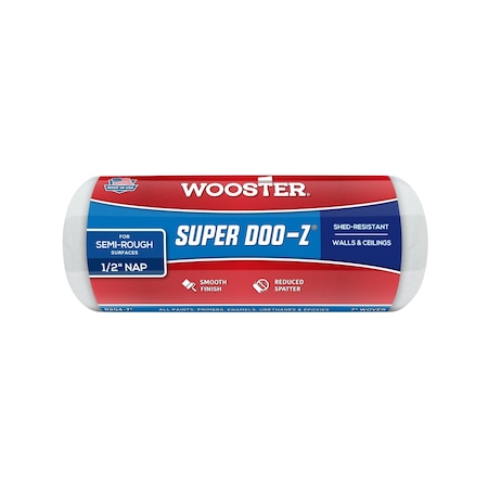 Wooster 7" Paint Roller Cover, 1/2" Nap, Woven Fabric R204-7