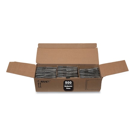 Bic Round Stic Xtra Life Ballpoint Pen, Stick, Medium 1 mm, Black Ink, Translucent Black Barrel, 500PK GSM500E-BLK