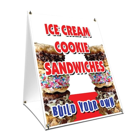 Signmission Ice Cream Cookie Sanwiches Build Your Own, 24 Inch x 18 Inch A-frame Yard Sign SBC-1824-Ice Cream Cookie Sanwiches Build Your Own