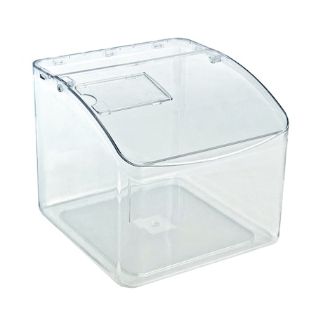 Azar Displays Clear Styrene Candy Bin Hinged Lid with Price Tag Slot, 7"H x 7.75"W x 7.75"D 400433