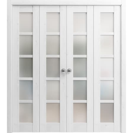 Sartodoors Sliding Closet Double Bi-fold Doors White Solid Core Modern Interior QUADRO4002DBF-NOR-96 x 84 (4* 24x84)