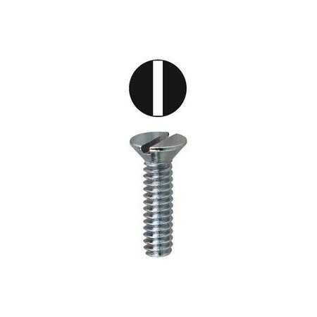 1/4"-20 x 1/2 in Slotted Flat Machine Screw, Zinc Plated Carbon Steel, 100 PK