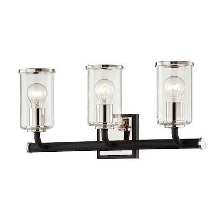 Troy Lighting Aeon 3 Light Bath And Vanity 20 In. Textured Black & Polish Nickel B7683-TBK/PN