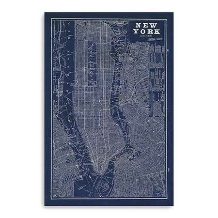 Homeroots 48" x 32" Indigo and White Aerial New York Map Canvas Wall Art 399006