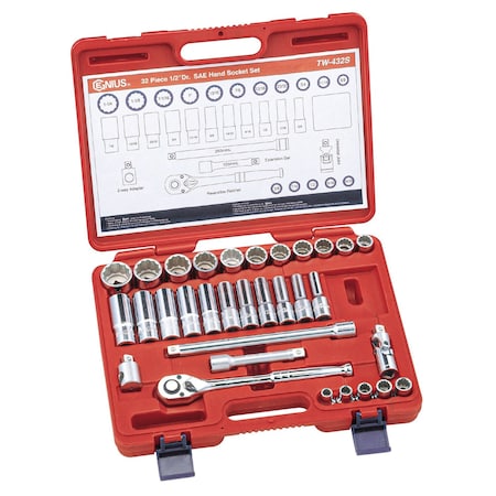 Genius Tools 32PC 1/2in Dr. SAE Hand Socket Set TW-432S