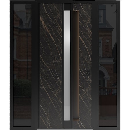 Vdomdoors Aluminum Door with Hidden Handle Hiddex 0155 Natural Noir Entry Steel Metal Modern Painted W12+36+1 HIDDEX0155EXD-NOIR-W12+36+12xH80-LH-I