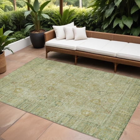 Homeroots 10' X 14' Sage Green And Brown Oriental Washable Indoor Outdoor Area Rug 603886