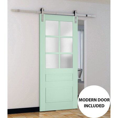 Sartodoors Sturdy Barn Door Frosted Glass 24x80 Solid Core Modern Interior VEREGIO7339BD-S-OLI-24