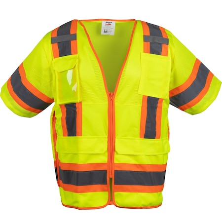 Pip ANSI Type R Class 3 Two-Tone Ten Pocket Surveyors Tech Vest 303-0700-LY/S