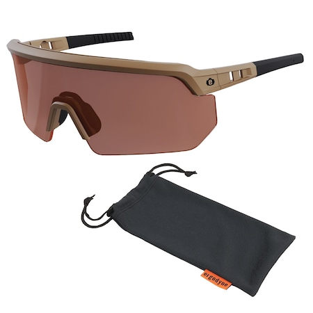 Ergodyne Matte Desert Frame High Contrast Bronze Lens Safety Glasses, High Contrast Lens AEGIR-HC