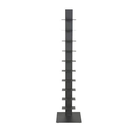 Homeroots 60" Dark Gray Metal Ten Shelf Modern Tower Bookcase 400821