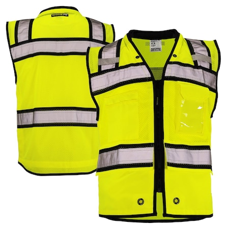 Dome75 Hi-Vis Heavy Duty Safety Vest XS Class ANSI/ISEA 107-2020 Class 2 , Reinforced Front Zipper 1 OV6124