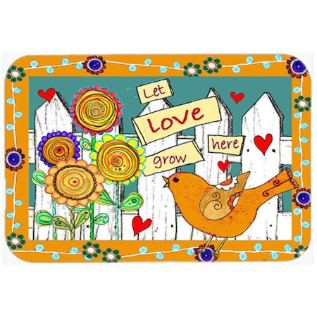 Carolines Treasures Let Love Grow Here Glass Cutting Board- Large PJC1101LCB