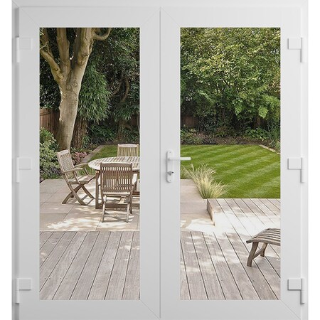 Vdomdoors Front Exterior Prehung Metal-Plastic Double Doors Clear Glass / MANUX 8666 White Silk / Office Comm MANUX8666DEXD-WS-W72xH80-LH-I