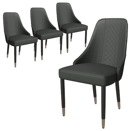 Leisuremod Allure Modern Dining Chair In Olive Green Fabric and Oak Wood Legs, 4PK AC49OG4