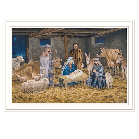 Homeroots The Birth of Christ White Framed Wall Art 572094